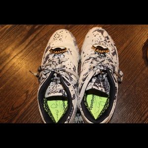 Reebok black and white snake print sneakers